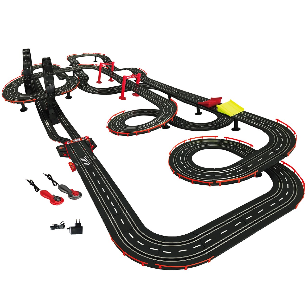 RaceXCale: Master Racer - 1:43 Scale G5 & G6 Slot Car Track, Electric Power Toy Set, 8'3" x 4'6", 4 Magnetic Cars w/ Head Lights, 2 Speed Controllers